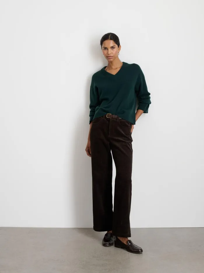 Rowan VNeck In Cashmere Cypress Green Women Alex Mill Sweaters