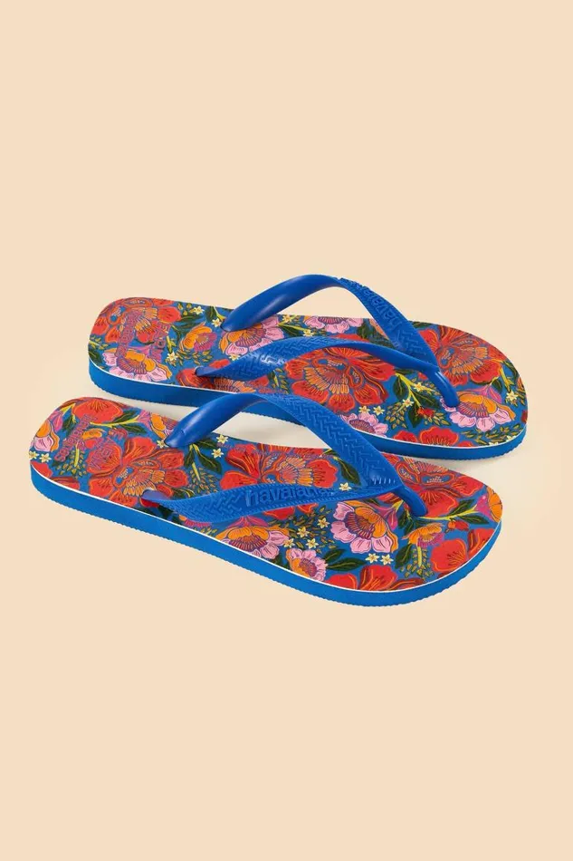 Sandals Women FARM Rio Blue Flowers Garden Havaianas Sandals
