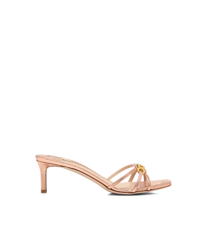 Sandals Women TOM FORD LAMINATED STAMPED LIZARD LEATHER WHITNEY MULE Rose Gold