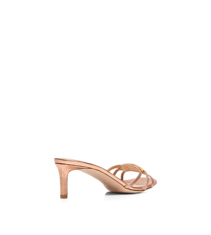 Sandals Women TOM FORD LAMINATED STAMPED LIZARD LEATHER WHITNEY MULE Rose Gold Sandals Women TOM FORD LAMINATED STAMPED LIZARD LEATHER WHITNEY MULE Rose Gold