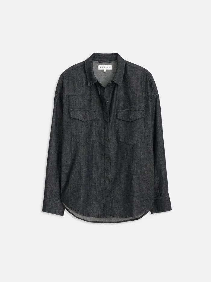Santa Fe Shirt In Black Denim Black Wash Women Alex Mill Shirts Tops