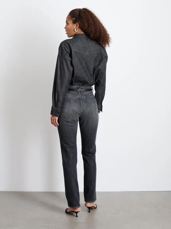 Santa Fe Shirt In Black Denim Black Wash Women Alex Mill Shirts Tops
