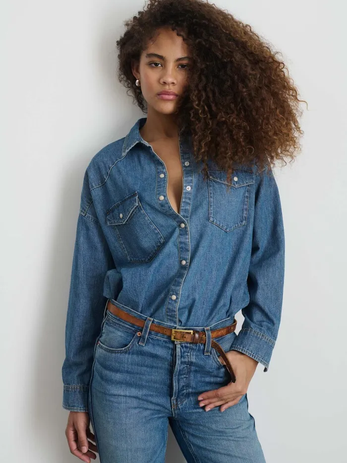 Santa Fe Shirt In Denim Santa Fe Medium Wash Women Alex Mill Denim
