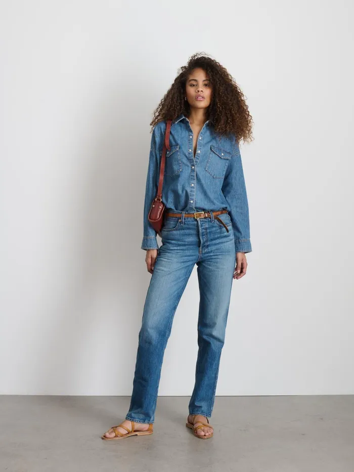 Santa Fe Shirt In Denim Santa Fe Medium Wash Women Alex Mill Denim