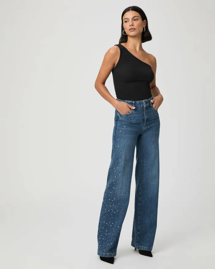 Sasha Wide Leg Jean 8211 Laurena Embellished Women PAIGE Wide Leg