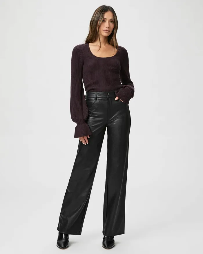 Sasha Wide Leg Pant 8211 Black Faux Leather Women PAIGE Pants