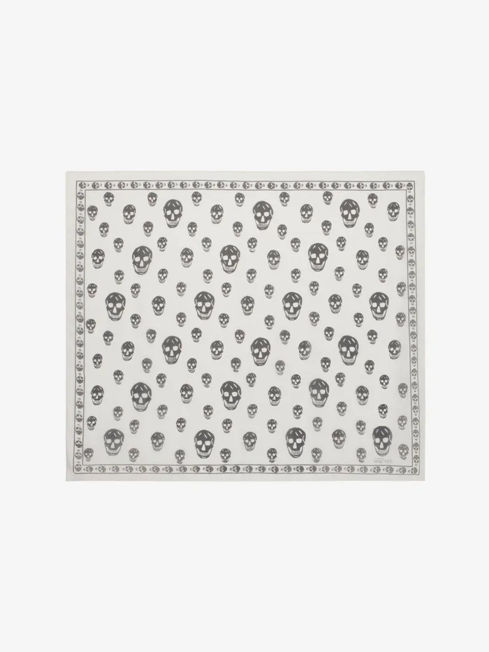 Scarves Women Alexander McQueen Classic Silk Chiffon Skull Scarf Ivoryblack