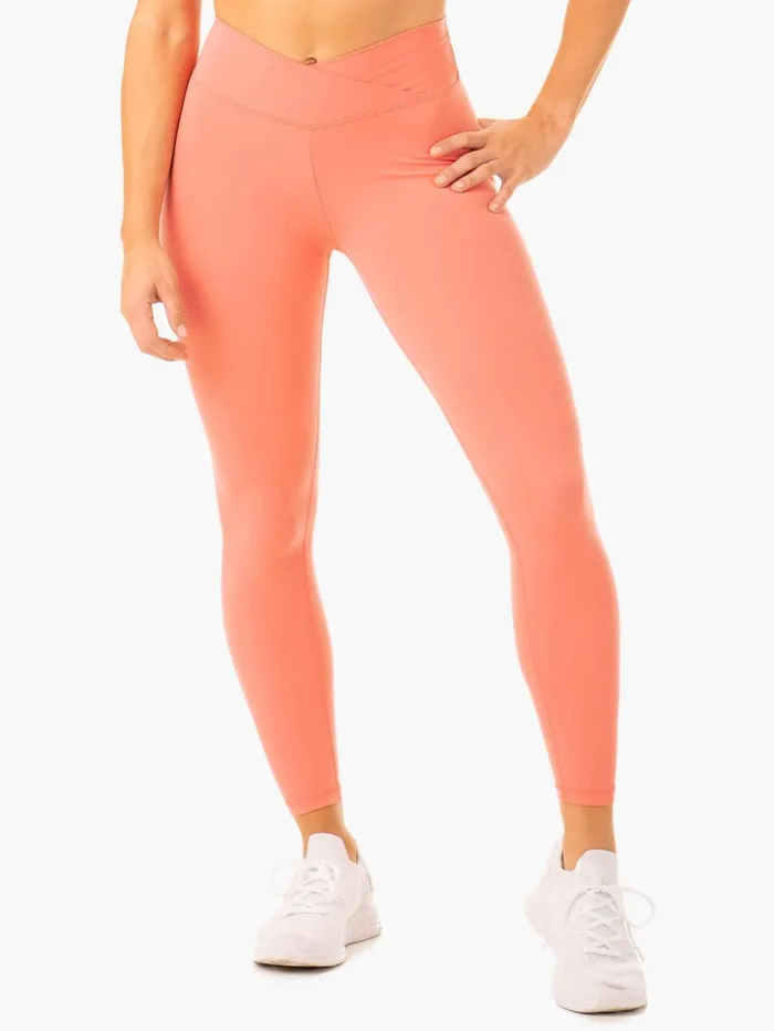 Serene Cross Over Scrunch Leggings 8211 Rose Pink Women Ryderwear Leggings