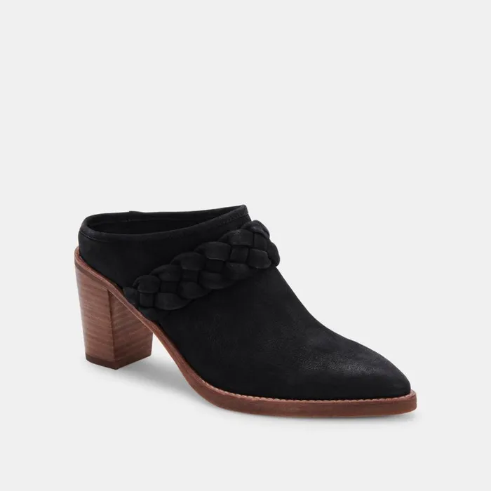 Serla Mules Black Nubuck Women Dolce Vita Mules and Clogs