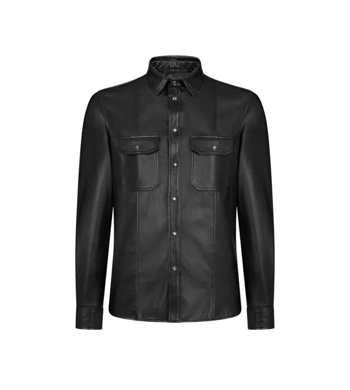 Shirts Men TOM FORD SHINY NAPPA PLONGE WESTERN SHIRT Black