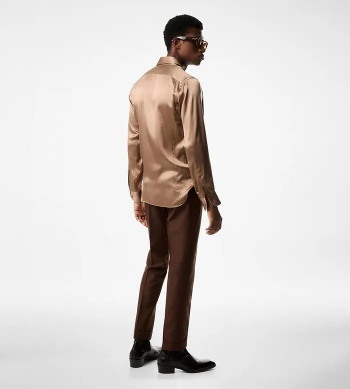 Shirts Men TOM FORD SILK CHARMEUSE SLIM FIT SHIRT Bronze Shirts Men TOM FORD SILK CHARMEUSE SLIM FIT SHIRT Bronze