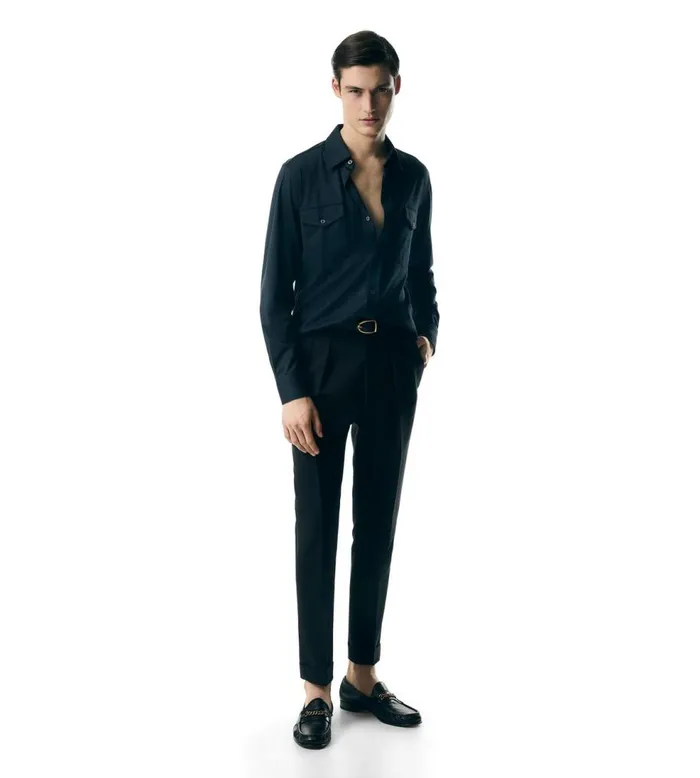 Shirts Men TOM FORD SILK COTTON BLEND SHIRT Navy Shirts Men TOM FORD SILK COTTON BLEND SHIRT Navy