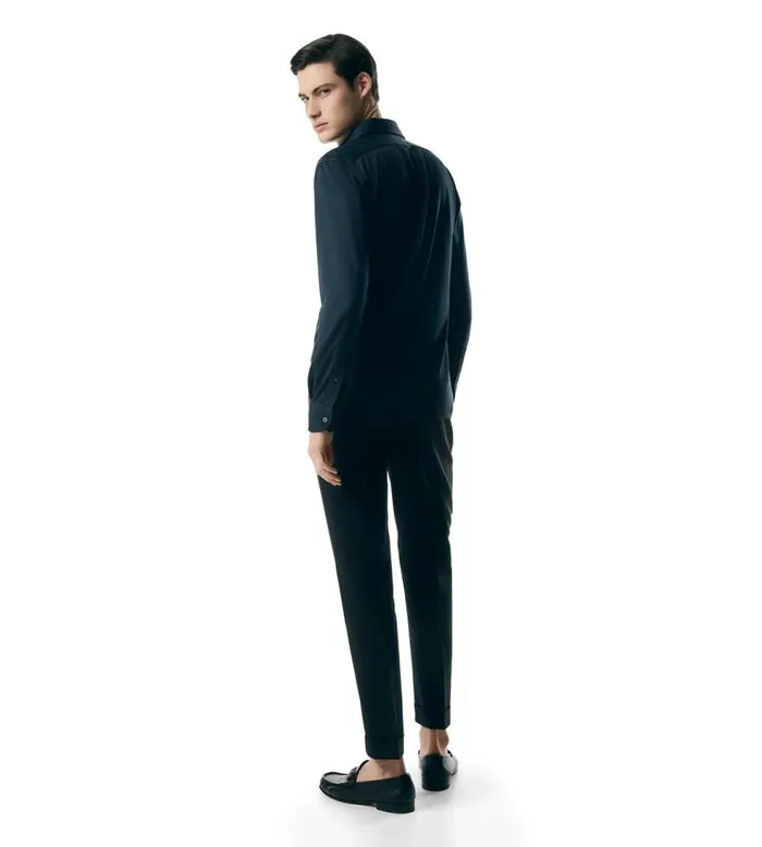 Shirts Men TOM FORD SILK COTTON BLEND SHIRT Navy Shirts Men TOM FORD SILK COTTON BLEND SHIRT Navy