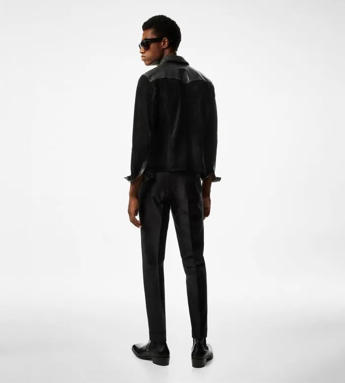 Shirts Men TOM FORD SOFT SUEDE CONTRAST WESTERN SHIRT Black Shirts Men TOM FORD SOFT SUEDE CONTRAST WESTERN SHIRT Black