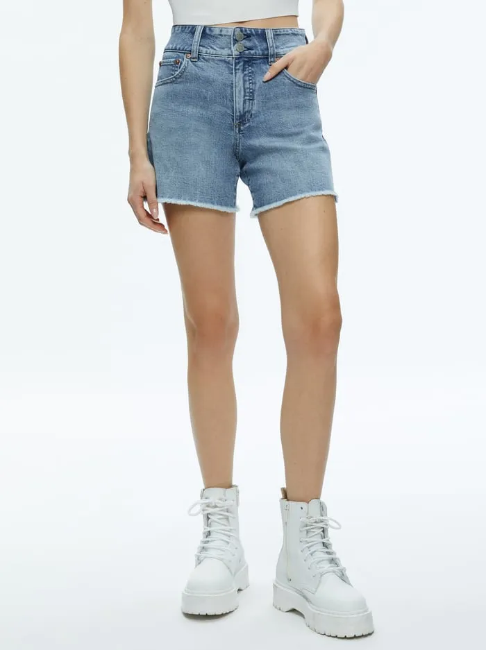 Shorts Women Alice Olivia Han High Rise Wide Waistband Short Rockstar Blue