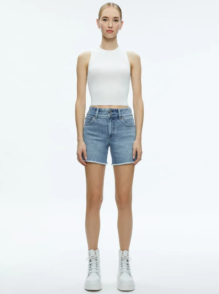 Shorts Women Alice Olivia Han High Rise Wide Waistband Short Rockstar Blue
