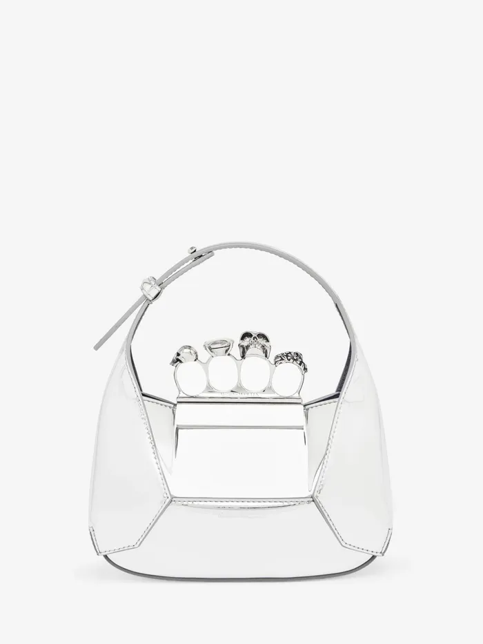 Shoulder Bags Women Alexander McQueen The Jewelled Hobo Mini Bag Silver