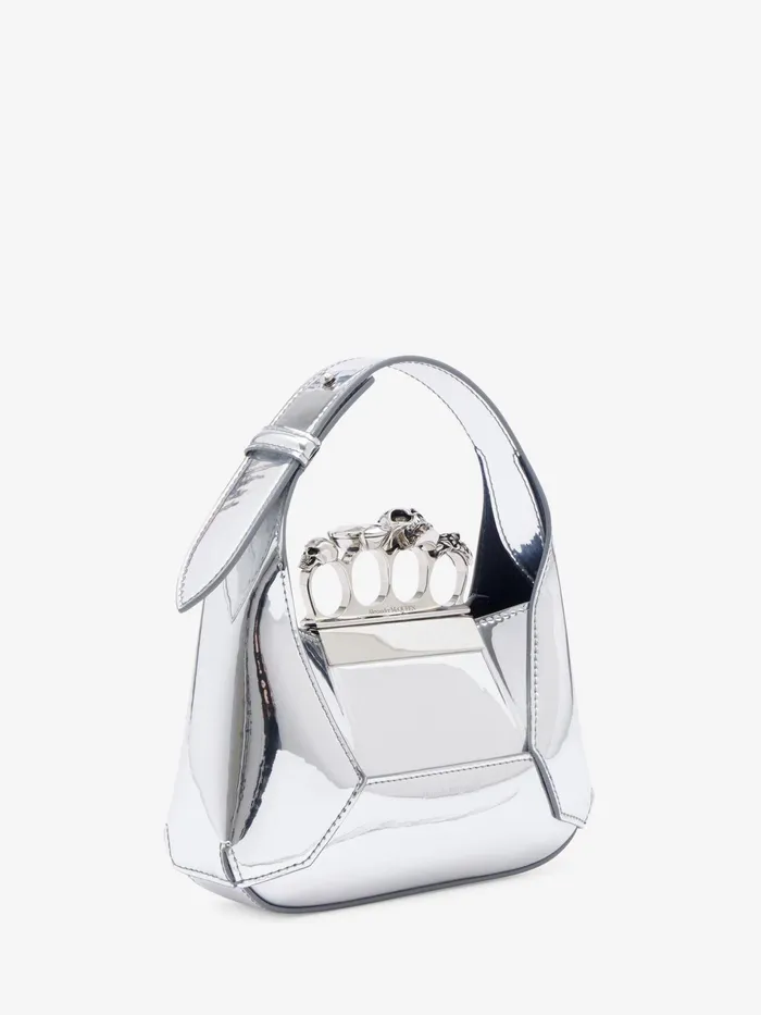 Shoulder Bags Women Alexander McQueen The Jewelled Hobo Mini Bag Silver