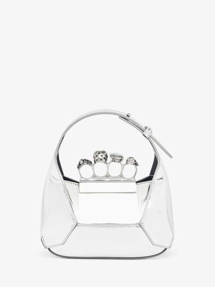 Shoulder Bags Women Alexander McQueen The Jewelled Hobo Mini Bag Silver
