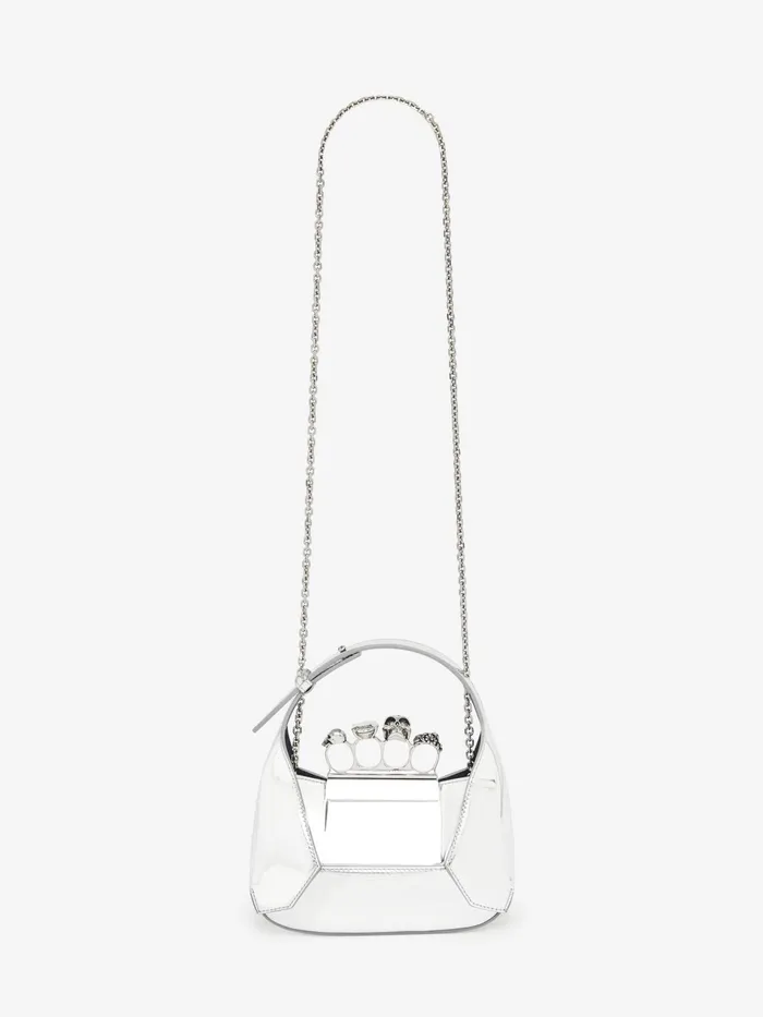 Shoulder Bags Women Alexander McQueen The Jewelled Hobo Mini Bag Silver