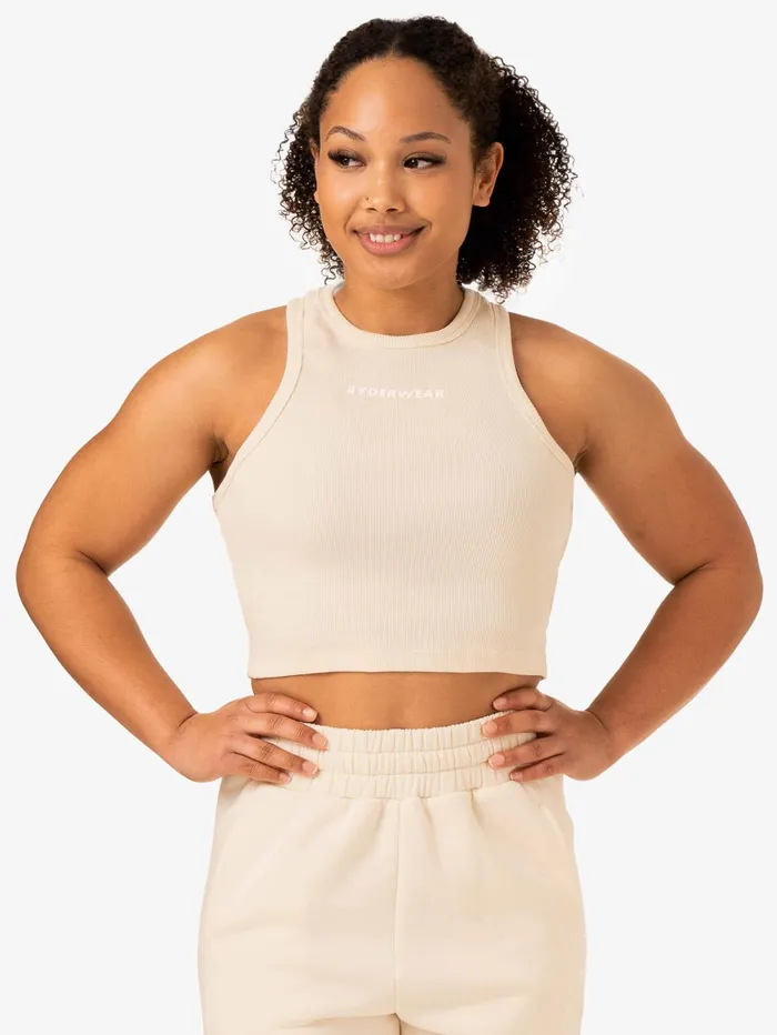 Sideline Rib Crop Tank 8211 Vanilla Women Ryderwear Trackset