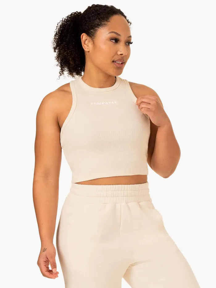 Sideline Rib Crop Tank 8211 Vanilla Women Ryderwear Trackset