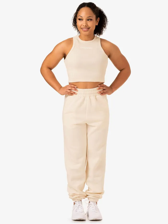 Sideline Rib Crop Tank 8211 Vanilla Women Ryderwear Trackset