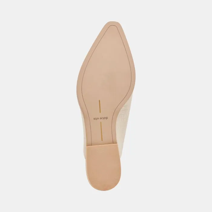 Sidon Flats Ivory Embossed Leather Women Dolce Vita Flats and Loafers