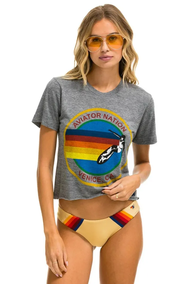 SIGNATURE BOYFRIEND TEE 8211 HEATHER GREY Women Aviator Nation Boyfriend Tees