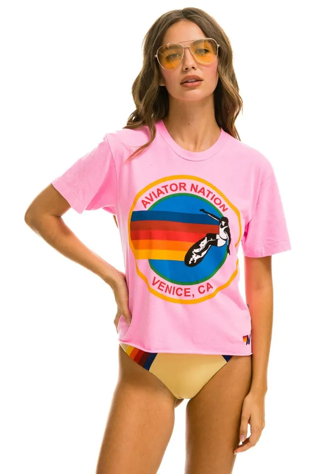 SIGNATURE BOYFRIEND TEE 8211 NEON PINK Women Aviator Nation Tees