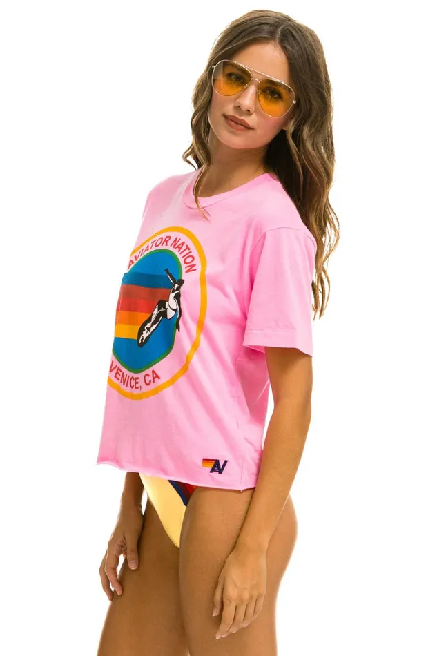 SIGNATURE BOYFRIEND TEE 8211 NEON PINK Women Aviator Nation Tees