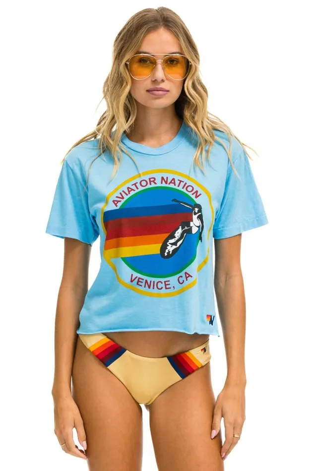 SIGNATURE BOYFRIEND TEE 8211 SKY Women Aviator Nation Boyfriend Tees