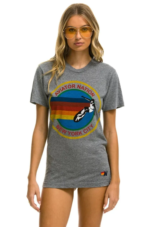 SIGNATURE NEW YORK CITY TEE 8211 HEATHER GREY Women Aviator Nation Tees