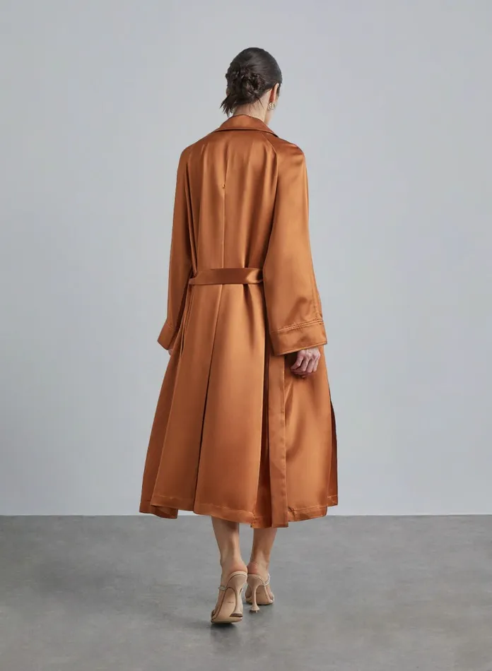 Silk Maison Blazers DoubleBreasted Trench Coat Amber 8211 Women