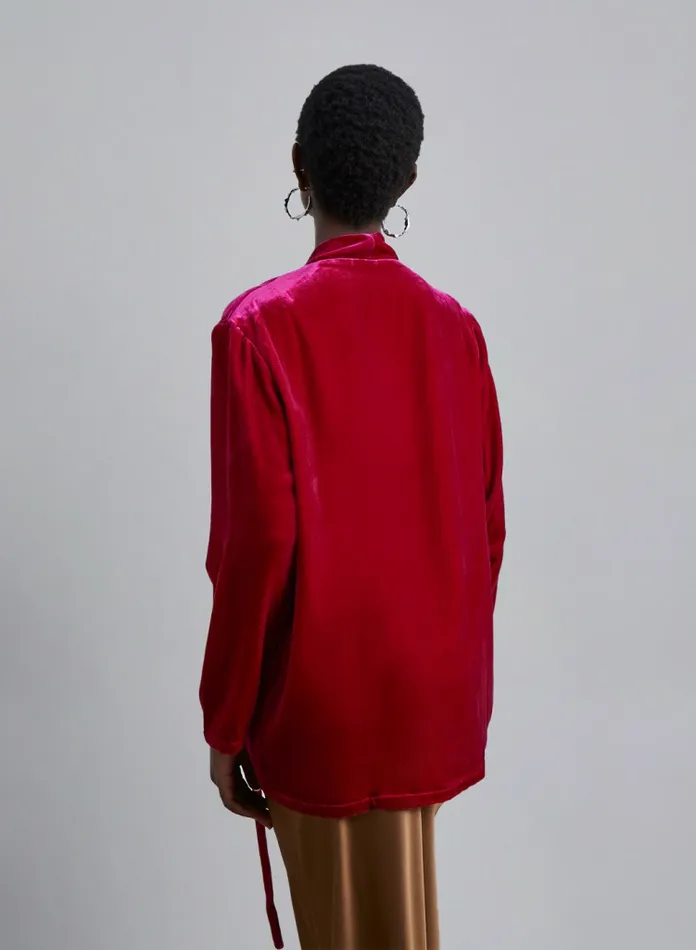 Silk Maison Blazers Quadra Patched Pockets Velvet Blazer Scarlet Red 8211 Women Silk Maison Blazers Quadra Patched Pockets Velvet Blazer Scarlet Red 8211 Women