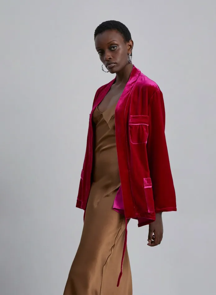 Silk Maison Blazers Quadra Patched Pockets Velvet Blazer Scarlet Red 8211 Women Silk Maison Blazers Quadra Patched Pockets Velvet Blazer Scarlet Red 8211 Women