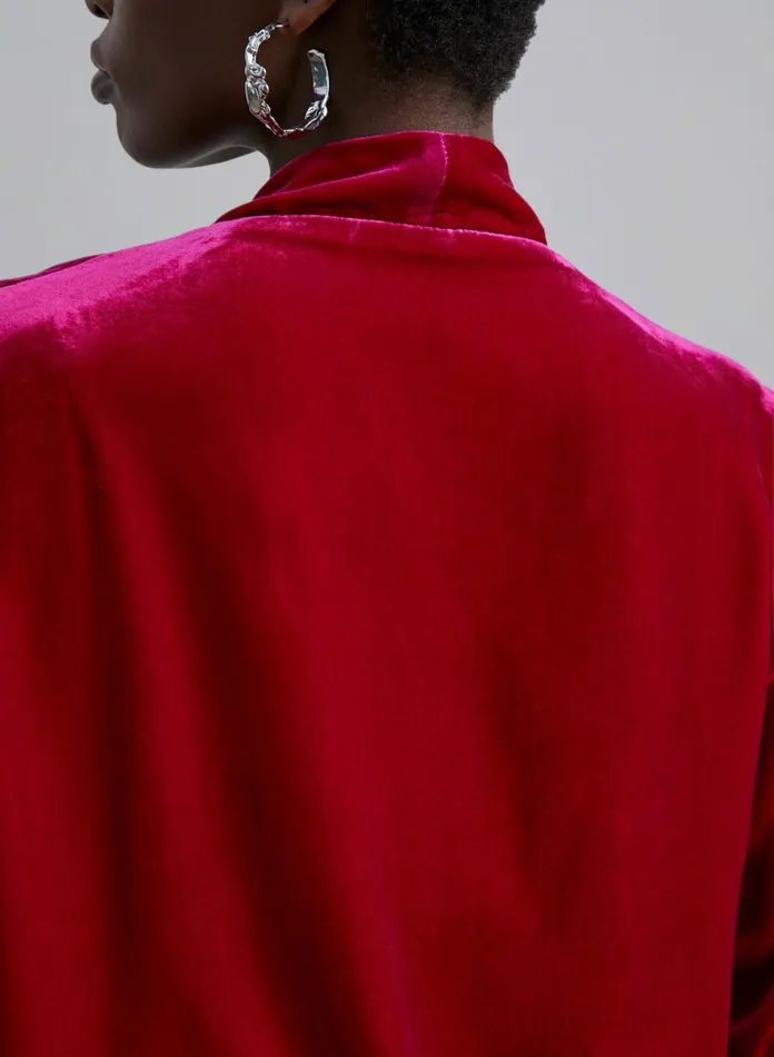 Silk Maison Blazers Quadra Patched Pockets Velvet Blazer Scarlet Red 8211 Women Silk Maison Blazers Quadra Patched Pockets Velvet Blazer Scarlet Red 8211 Women
