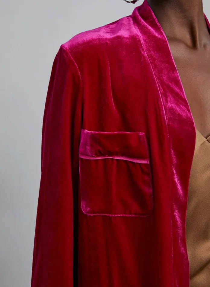 Silk Maison Blazers Quadra Patched Pockets Velvet Blazer Scarlet Red 8211 Women Silk Maison Blazers Quadra Patched Pockets Velvet Blazer Scarlet Red 8211 Women