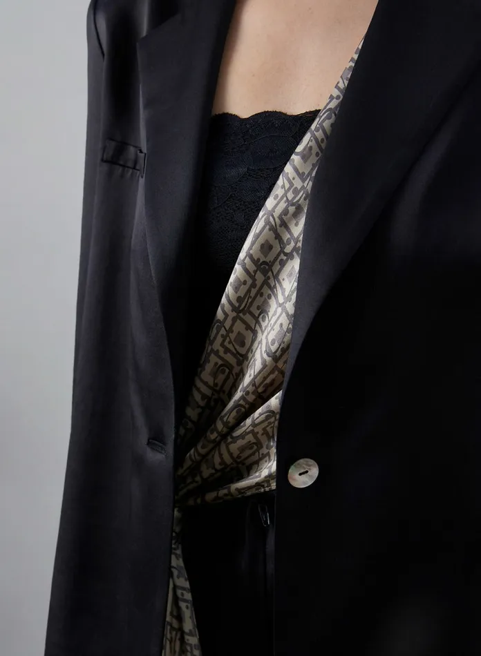 Silk Maison Blazers Silk Blazer With Detachable Scarf Midnight Black 8211 Women Silk Maison Blazers Silk Blazer With Detachable Scarf Midnight Black 8211 Women