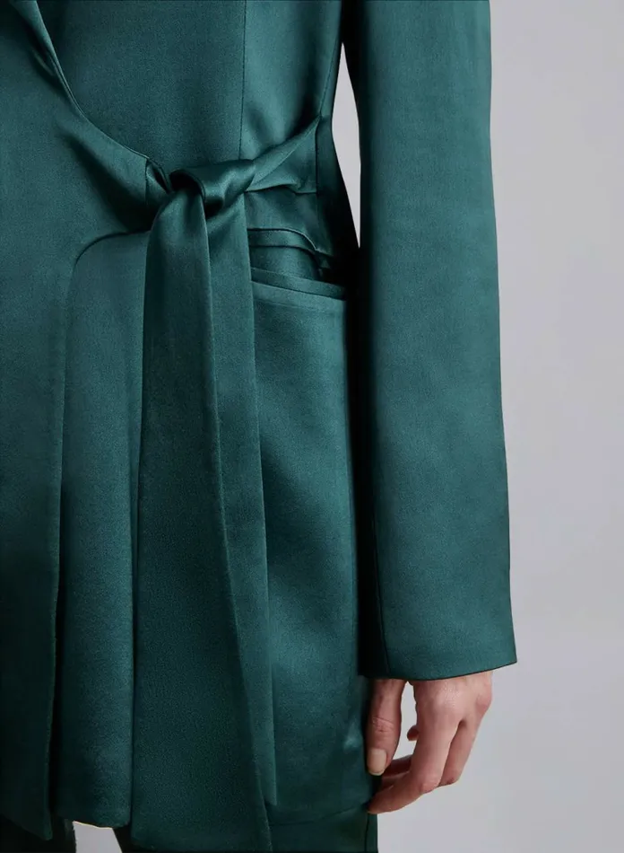 Silk Maison Blazers TieWaist Blazer Dark Green 8211 Women