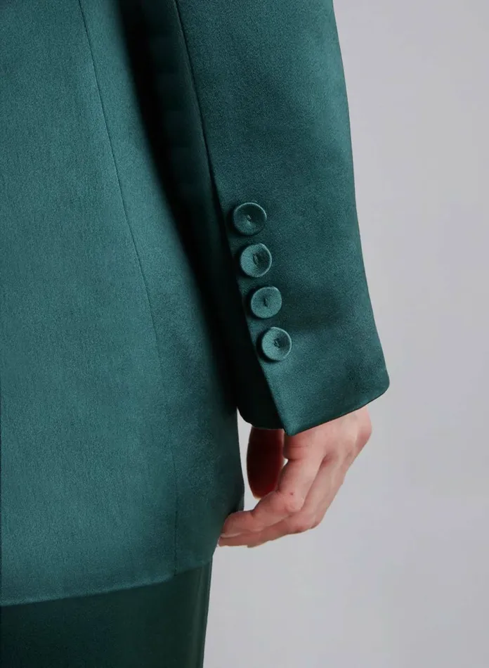 Silk Maison Blazers TieWaist Blazer Dark Green 8211 Women