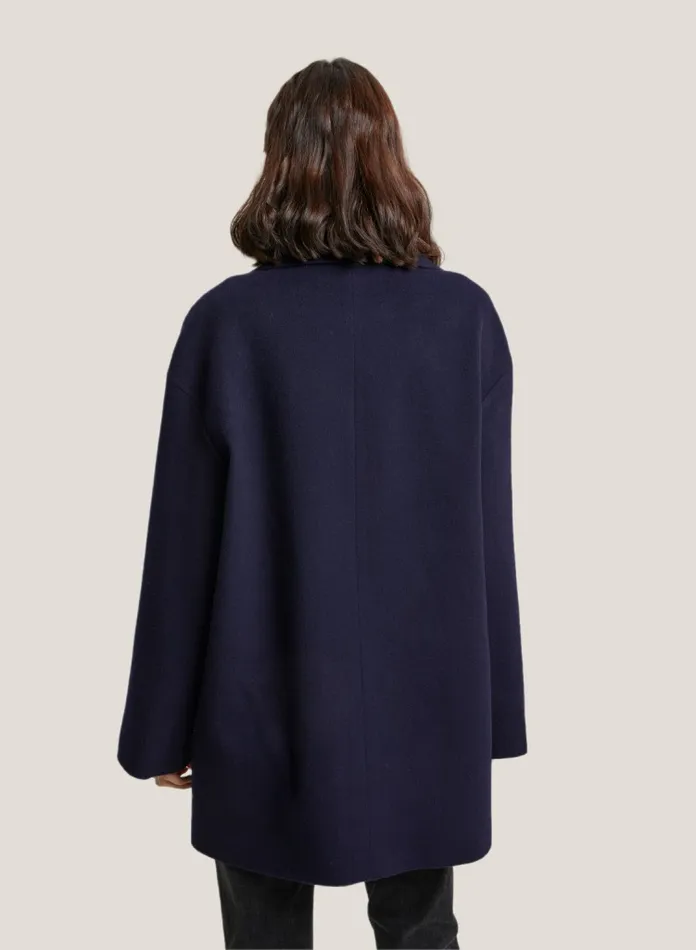 Silk Maison Coats Drop Shoulder WoolCashmere Blend Coat Navy 8211 Women