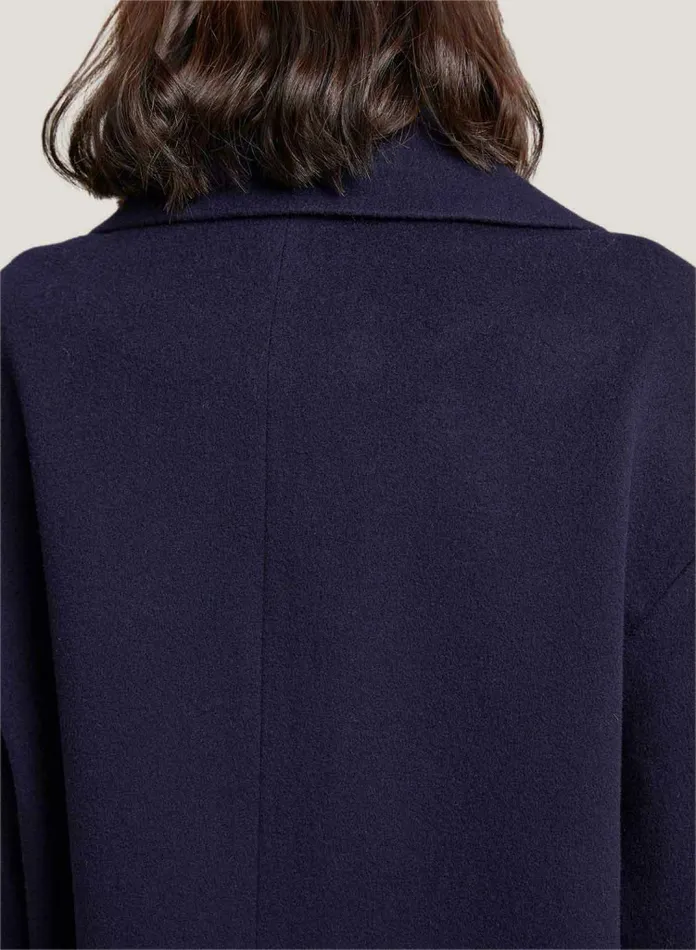 Silk Maison Coats Drop Shoulder WoolCashmere Blend Coat Navy 8211 Women