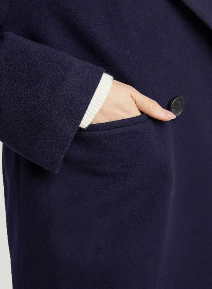 Silk Maison Coats Drop Shoulder WoolCashmere Blend Coat Navy 8211 Women