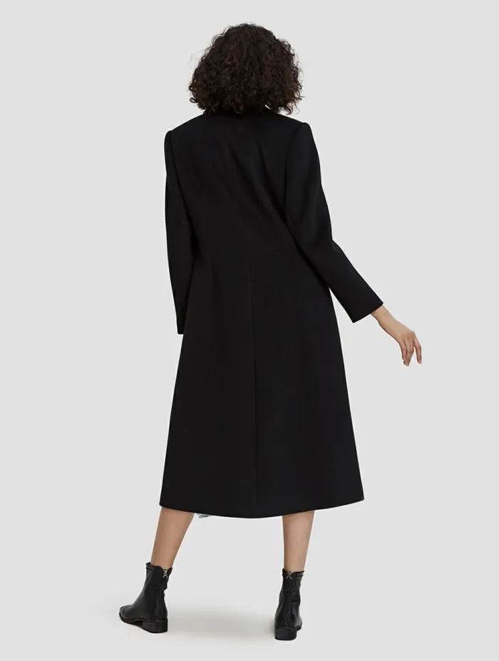 Silk Maison Coats V Neck Long DressCoat Black 8211 Women Silk Maison Coats V Neck Long DressCoat Black 8211 Women