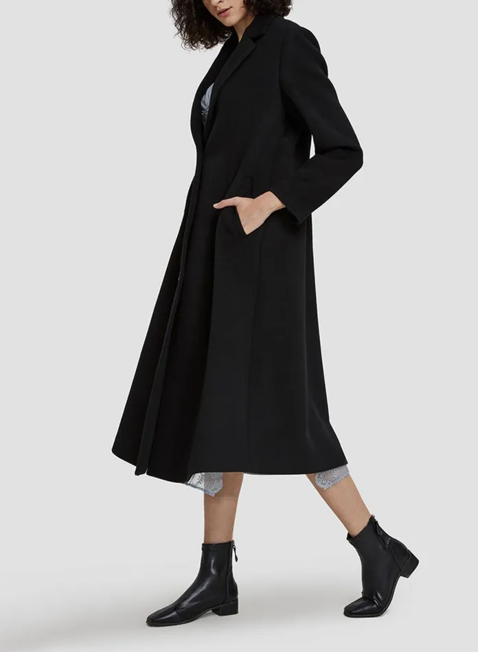 Silk Maison Coats V Neck Long DressCoat Black 8211 Women Silk Maison Coats V Neck Long DressCoat Black 8211 Women