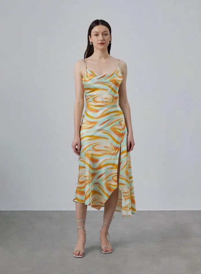 Silk Maison Cowl Neck Dresses Summer Orange Draped Collar Silk Slip Dress Summer Orange 8211 Women Silk Maison Cowl Neck Dresses Summer Orange Draped Collar Silk Slip Dress Summer Orange 8211 Women