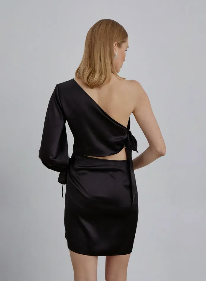 Silk Maison CutOut Dresses One Shoulder Cutout Short Silk Dress Midnight Black 8211 Women Silk Maison CutOut Dresses One Shoulder Cutout Short Silk Dress Midnight Black 8211 Women