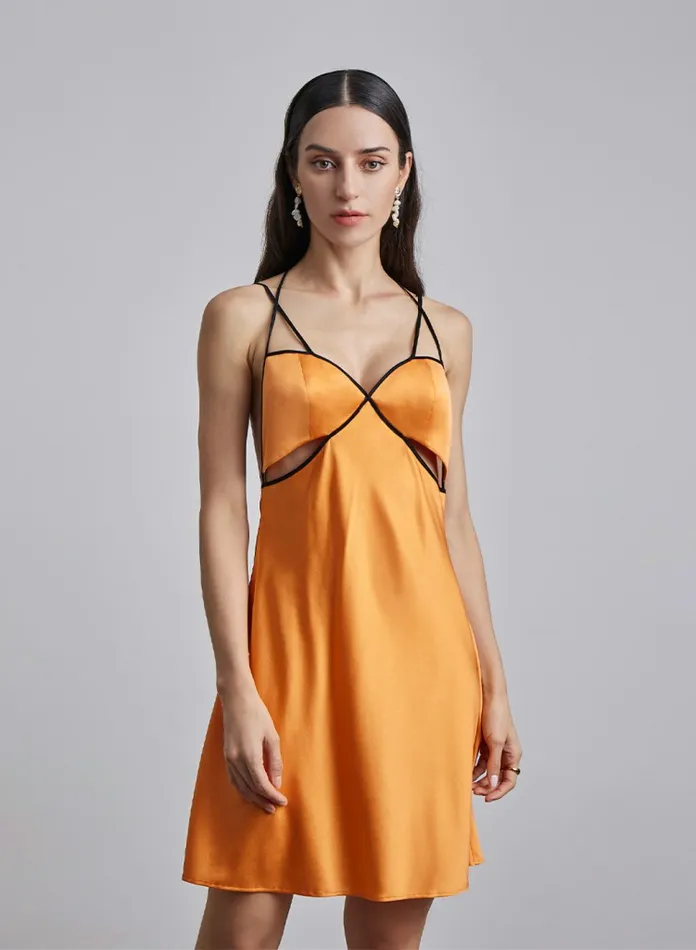 Silk Maison CutOut Dresses Pumpkin Spice Silk Slip Dress Marigold 8211 Women