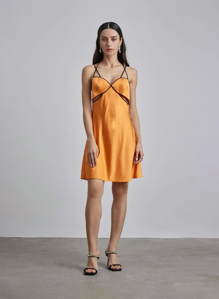 Silk Maison CutOut Dresses Pumpkin Spice Silk Slip Dress Marigold 8211 Women